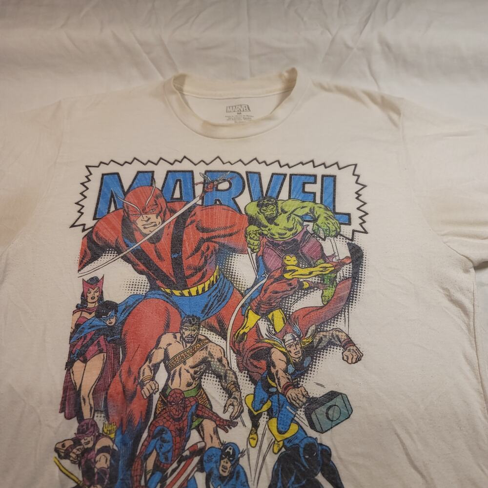Marvel Comics Graphic Short Sleeve Casual T Shirt Mens Size Medium M White
